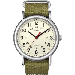 Timex Men's Weekender Olive Slip-through Strap Watch