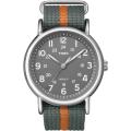 Timex Men's Weekender Grey and Orange Slip-through Strap Watch