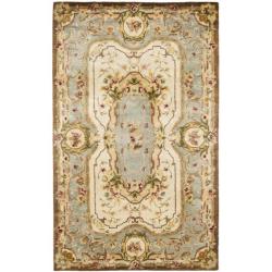 Handmade Aubusson Plaisir Ivory/ Light Blue Wool Rug (4' x 6')