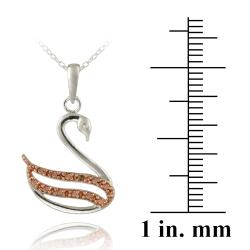Rose Gold over Silver Champagne Diamond Swan Necklace