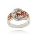 Rose Gold over Silver Champagne Diamond Buckle Ring