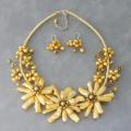 Stick Golden Pearl Triple Flower Vine Jewelry Set (5-25 mm) (Thailand)