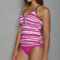 Jag Women's Pink/Charcoal Striped X-back Tankini Swimsuit