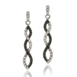 Sterling Silver Black Diamond Accent Infinity Dangle Earrings