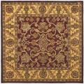 Handmade Taj Mahal Burgundy/ Gold Wool Rug (8' Square)