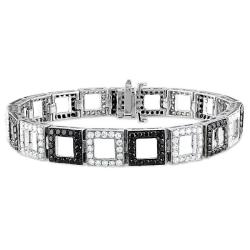 14k White Gold 4 4/5ct TDW Black and White Diamond Bracelet (G-H, SI1-SI2)