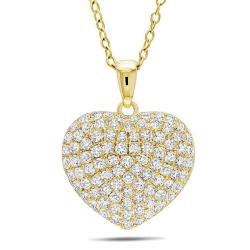 14k Yellow Gold 1ct TDW Diamond Heart Necklace (G-H, SI1-SI2)