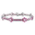14k White Gold Pink Sapphire and 3/4ct TDW Diamond Bracelet (G-H, SI1-SI2)
