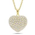 14k Yellow Gold 1ct TDW Diamond Heart Necklace (G-H, SI1-SI2)