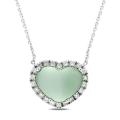 14k White Gold Green Amethyst and 1/3ct TDW Diamond Necklace (G-H, SI1-SI2)