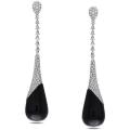 14k White Gold Black Onyx and 2 3/4ct TDW Diamond Earrings (G-H, SI1-SI2)
