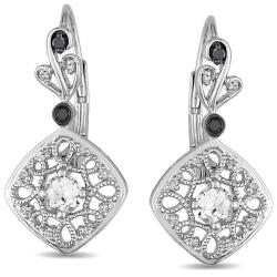 10k White Gold White Topaz and 1/10ct TDW Diamond Earrings (G-H, I2-3)