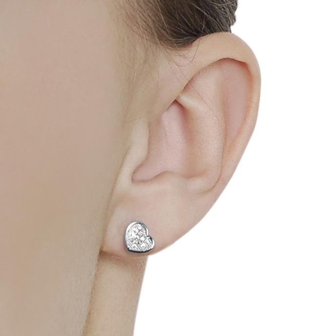Journee Collection Silvertone Pave-set CZ Heart Earrings
