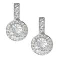 Journee Collection Silvertone Pave-set Round-cut CZ Dangle Earrings