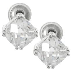 Journee Collection Silvertone Cusion-cut CZ Stud Earrings