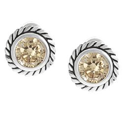 Journee Collection Silvertone Round-cut Orange CZ Earrings