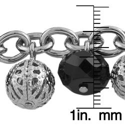Stainless Steel Black Onyx Charm Bracelet