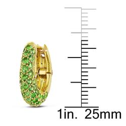 18k Yellow Gold Green Sapphire Hoop Earrings