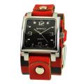 Nemesis Women's Liter Quartz Checkered Red Leather Cuff Watch