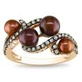 14k Pink Gold Brown Pearl and 1/4ct TDW Brown Diamond Ring