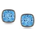 14k White Gold Cushion-cut Swiss Blue Topaz Stud Earrings