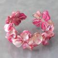 Silvertone Pink Mother of Pearl and Crystal Cuff (Philippines)
