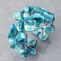 Silvertone Teal Blue Mother of Pearl and Crystal Cuff (Philippines)