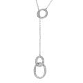 Tressa Silvertone CZ Oval and Circle Necklace