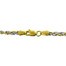 14k Two-tone Gold 8-inch Diamond-cut Twisted Ball Bracelet