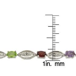 Gem Jolie Multi-Gemstone and Diamond Accent Link Bracelet (I-J, I1-I2)