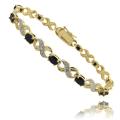 Gem Jolie Gold Overlay Sapphire and Diamond Accent 'X' and 'O' Bracelet