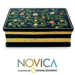 Handcrafted Mango Wood 'Midnight Garden' Jewelry Box (India)
