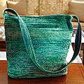 Bamboo Chenille 'Jade Magic' Medium Shoulder Bag (Guatemala)