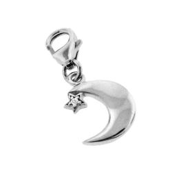 Sterling Silver Diamond Accent Moon Charm