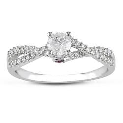 14k White Gold 1/2ct TDW Diamond and Pink Sapphire Engagement Ring (G-H, I2-I3)