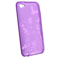 Purple Butterfly TPU Rubber Case for Apple iPod touch 4th Gen