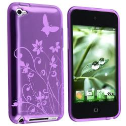 Purple Butterfly TPU Rubber Case for Apple iPod touch 4th Gen