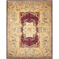 Handmade Aubusson Limours Burgundy/ Gold Wool Rug (6' x 9')