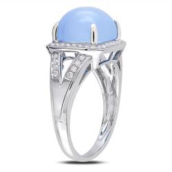 14k White Gold Chalcedony and 1/4ct TDW Diamond Ring (G-H, SI1-SI2)