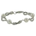 Pearls For You Silver White Freshwater Pearl Link Bracelet (8-9 mm)