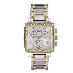 Bulova Women's 'Diamonds' Stainless and Yellow Goldplated Steel Chronograph Quartz Watch