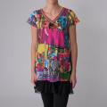 Journee Collection Junior's Lace Trim Mixed Print Tunic Dress