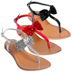 Journee Collection Women's 'Morning-33' Patent Bow-front Sandals