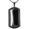 Stainless Steel Black Agate Dog Tag Necklace