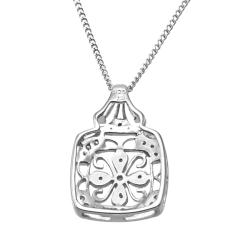 Hollywood Retro Silver 1/10ct TDW Diamond Square Necklace (I-J, I1-I2)