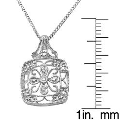 Hollywood Retro Silver 1/10ct TDW Diamond Square Necklace (I-J, I1-I2)