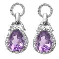 Hollywood Retro Silver Amethyst and 1/5ct TDW Diamond Earrings (I-J, I1-I2)