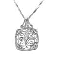 Hollywood Retro Silver 1/10ct TDW Diamond Square Necklace (I-J, I1-I2)