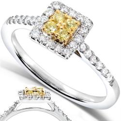 14k Gold 1/3ct TDW Yellow and White Diamond Engagement Ring (H-I, I1-I2)
