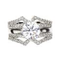 Silvertone Cubic Zirconia Two-piece Ring